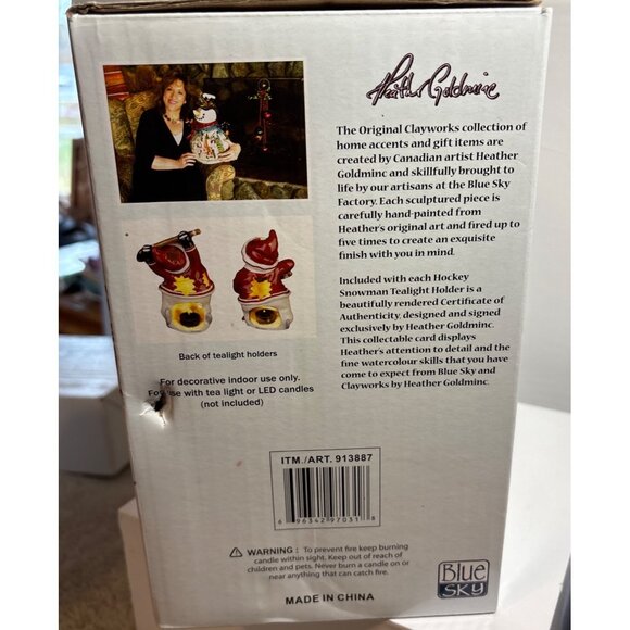 Hockey Snowmen Tealight Holders Costco Blue Sky H Goldminc Canada 7.5" Tall - Picture 4 of 16